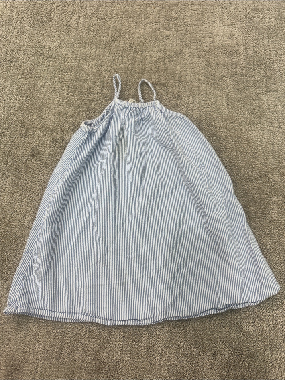 H&M Girls Light Blue & White Striped Sundress - 4T
